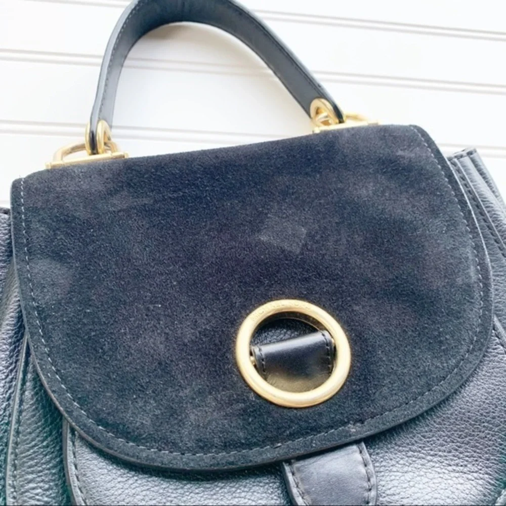 Michael Kors Isadore Black Medium Suede Satchel